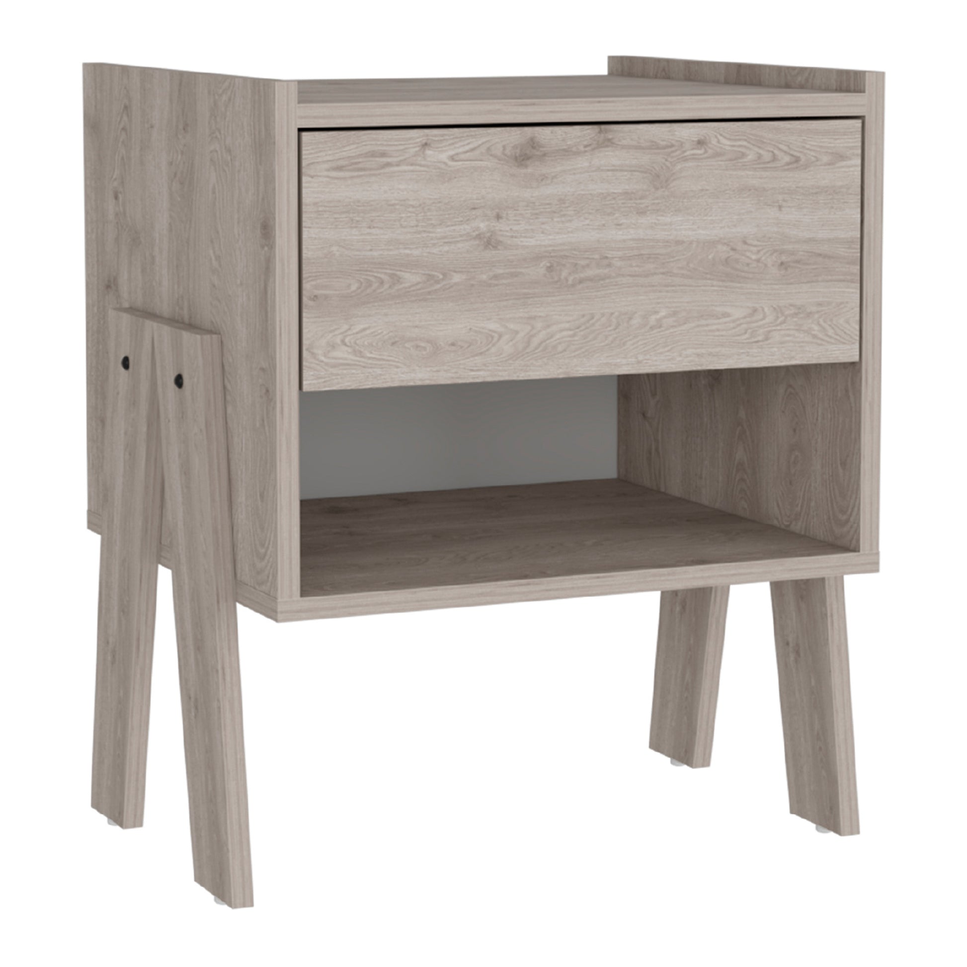 Hosley 1 Drawer 1 Shelf Nightstand Light Grey Light Gray Particle Board