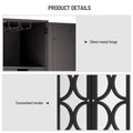 Wine Cabinet Solid Rubber Wood Rack Double Mirror Door Bar Cabinet Kitchen Organizer With Glass Holder Sideboard For Dining Room Antique Black Rubber Wood