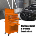 High Capacity Rolling Tool Chest With Wheels And Drawers, 8 Drawer Tool Storage Cabinet Orange Orange Steel