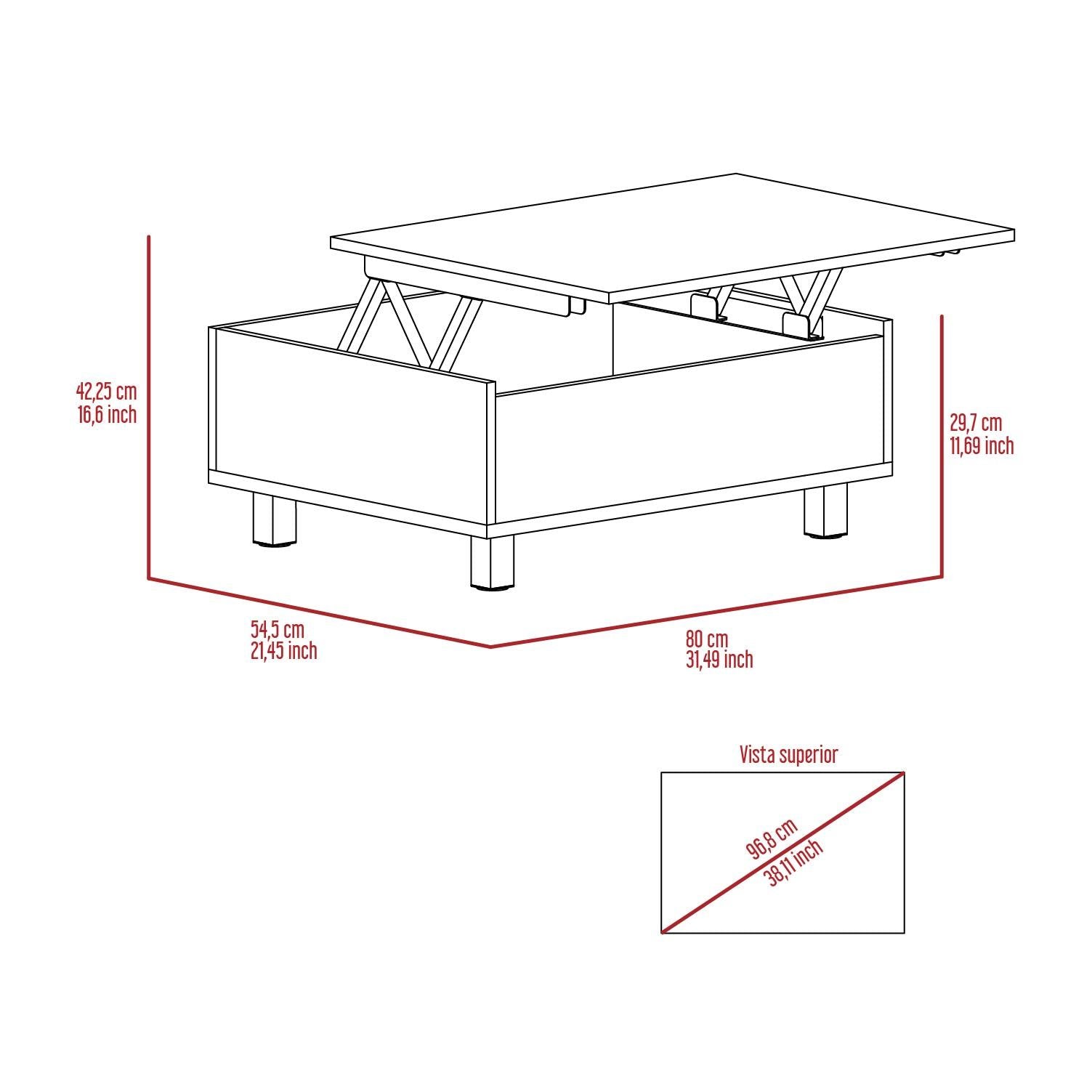 Tilton Rectangle Lift Top Coffee Table White Oak White White Primary Living Space Rectangular Particle Board