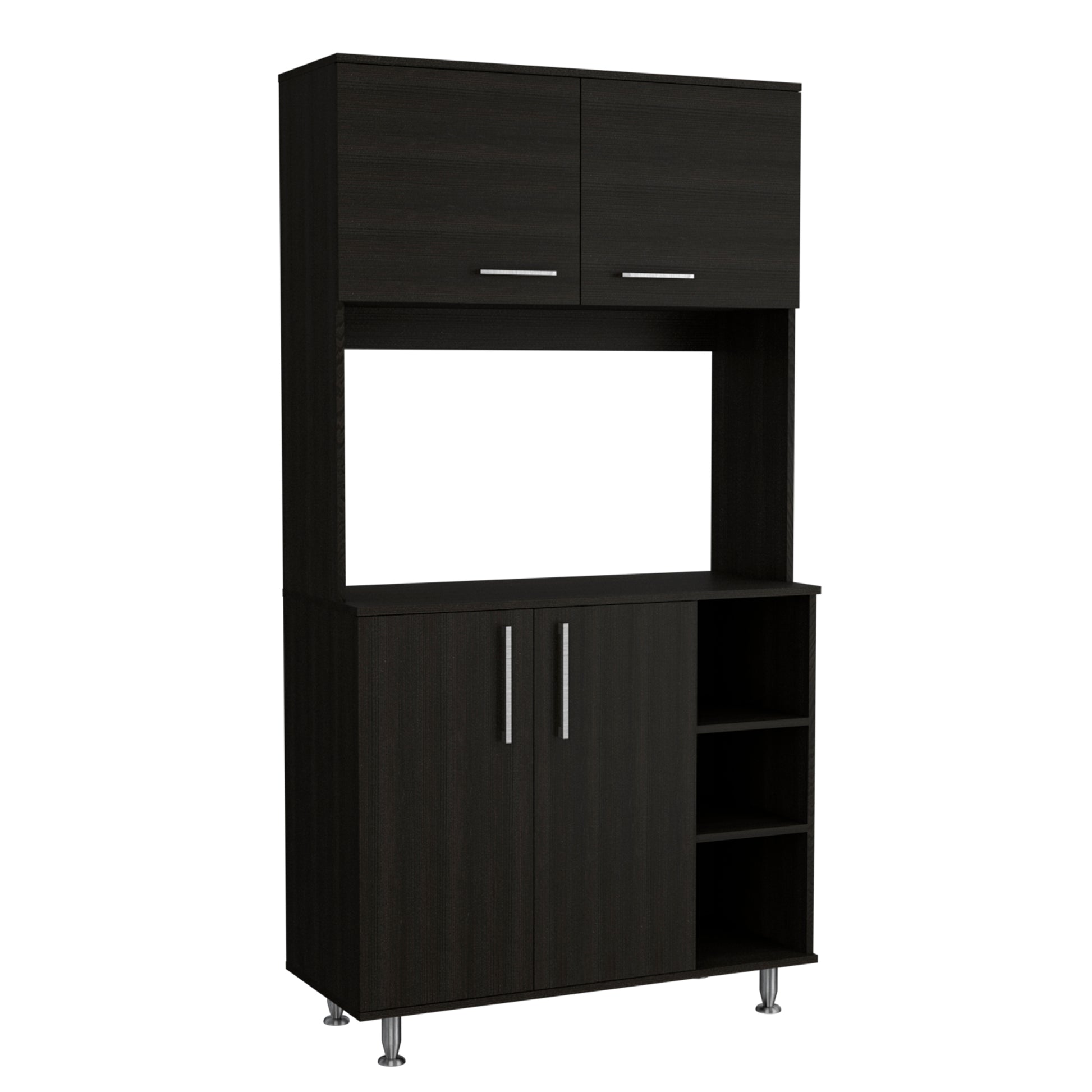 Bayshore 3 Shelf Pantry Cabinet Black Wengue Black Particle Board