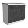 Brookeline Rectangle 2 Door Utility Sink And Cabinet White And Smokey Oak Gray Particle Board