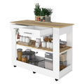 Rockaway 2 Drawer 2 Shelf Kitchen Island White And Light Oak White Particle Board