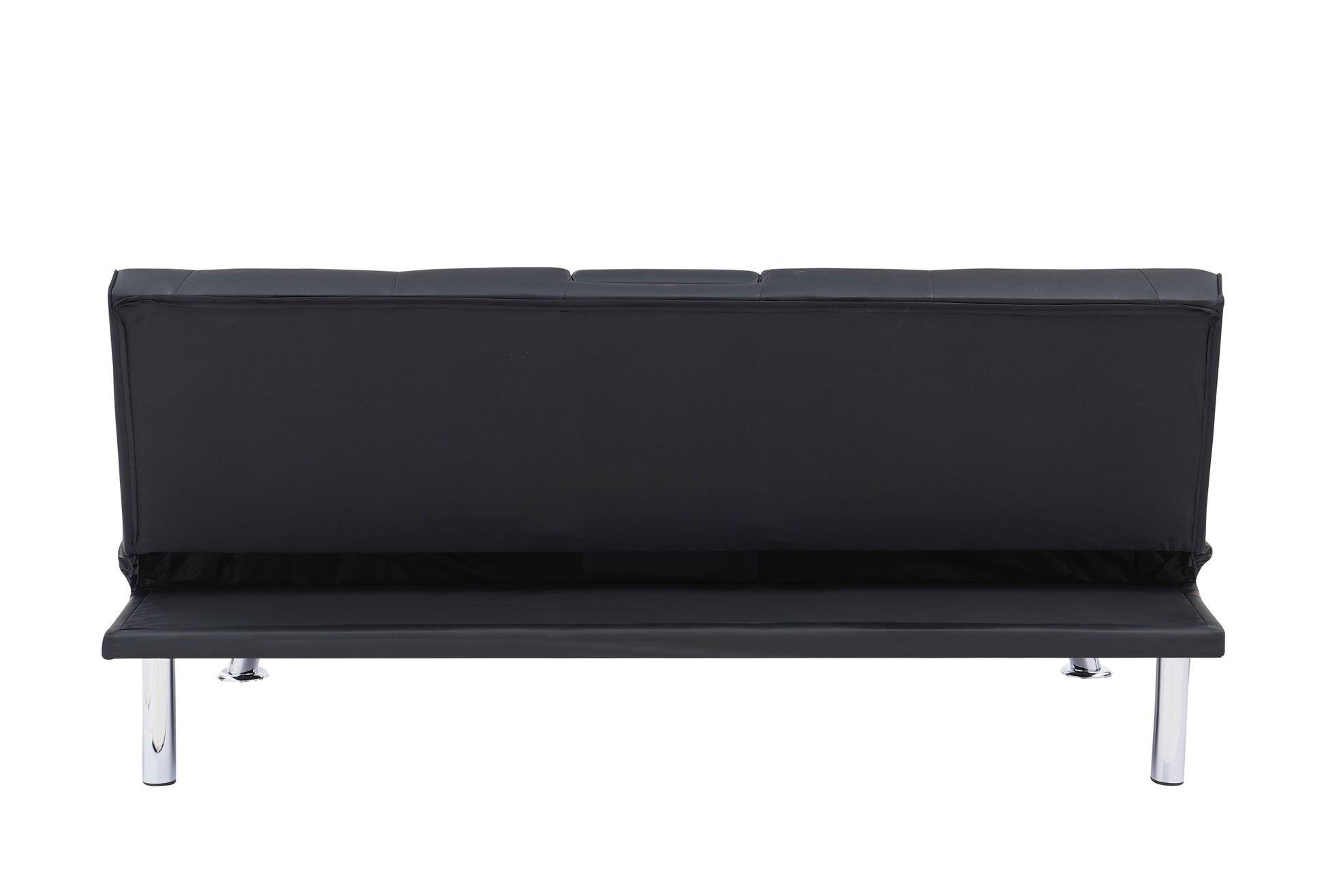 Black Leather Multifunctional Double Folding Sofa Bed For Office With Coffee Table Black Foam Pvc 2 Seat