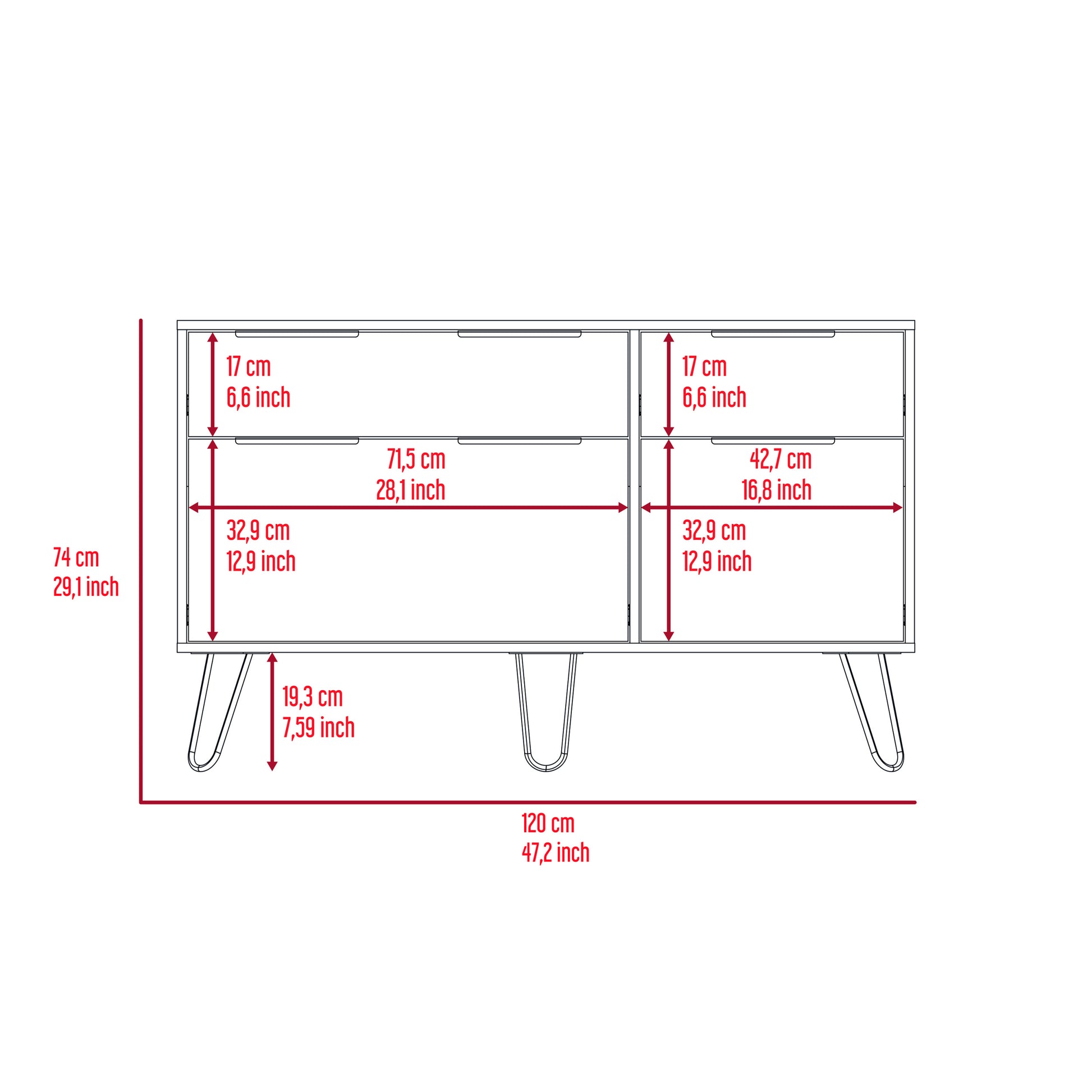 Stowe 4 Drawer Dresser Light Oak Light Oak Particle Board