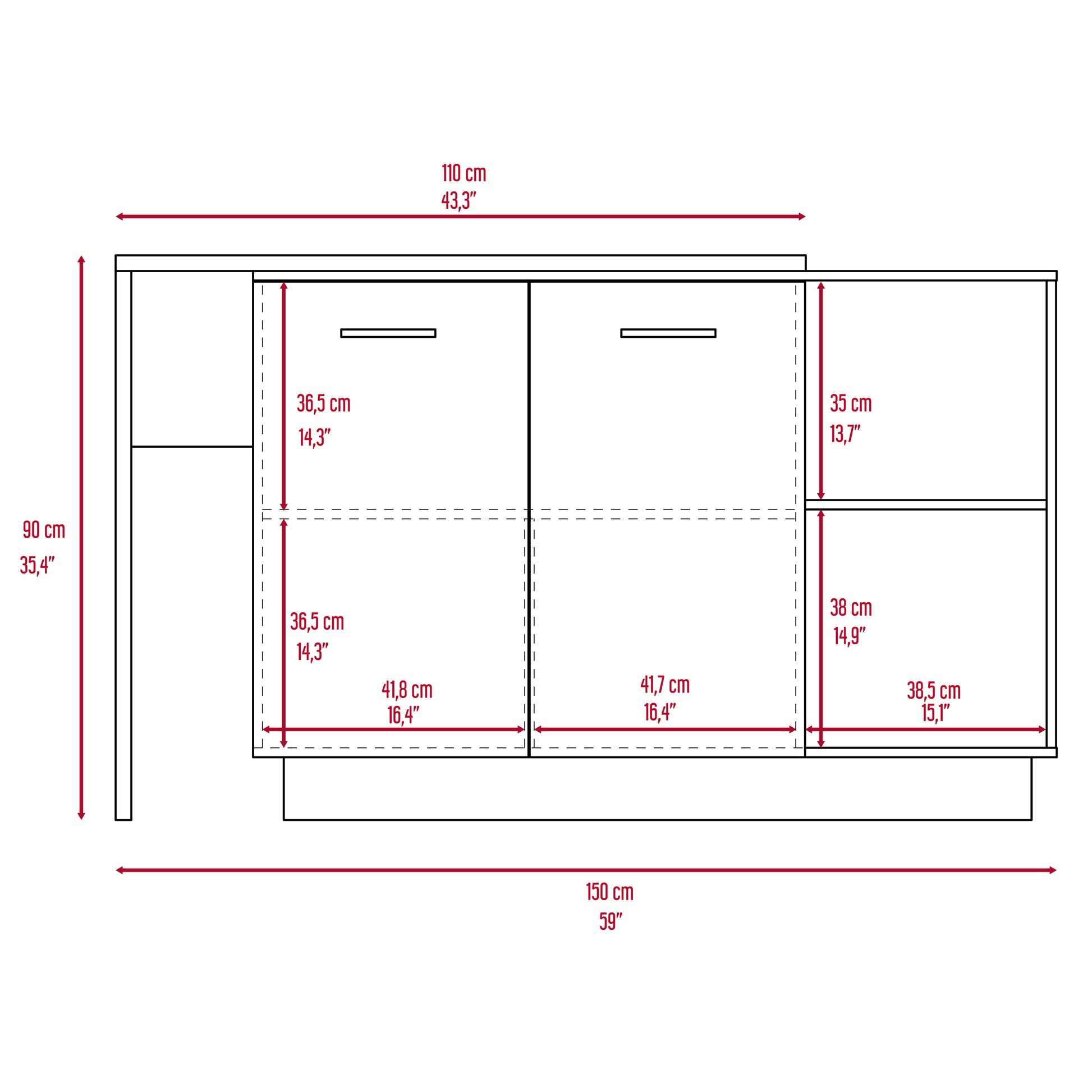 Chesterfield 2 Shelf 1 Drawer 3 Division Kitchen Island White White Particle Board