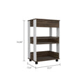 White And Dark Walnut 1 Drawer 2 Shelf Kitchen Cart With Caster Brown Particle Board