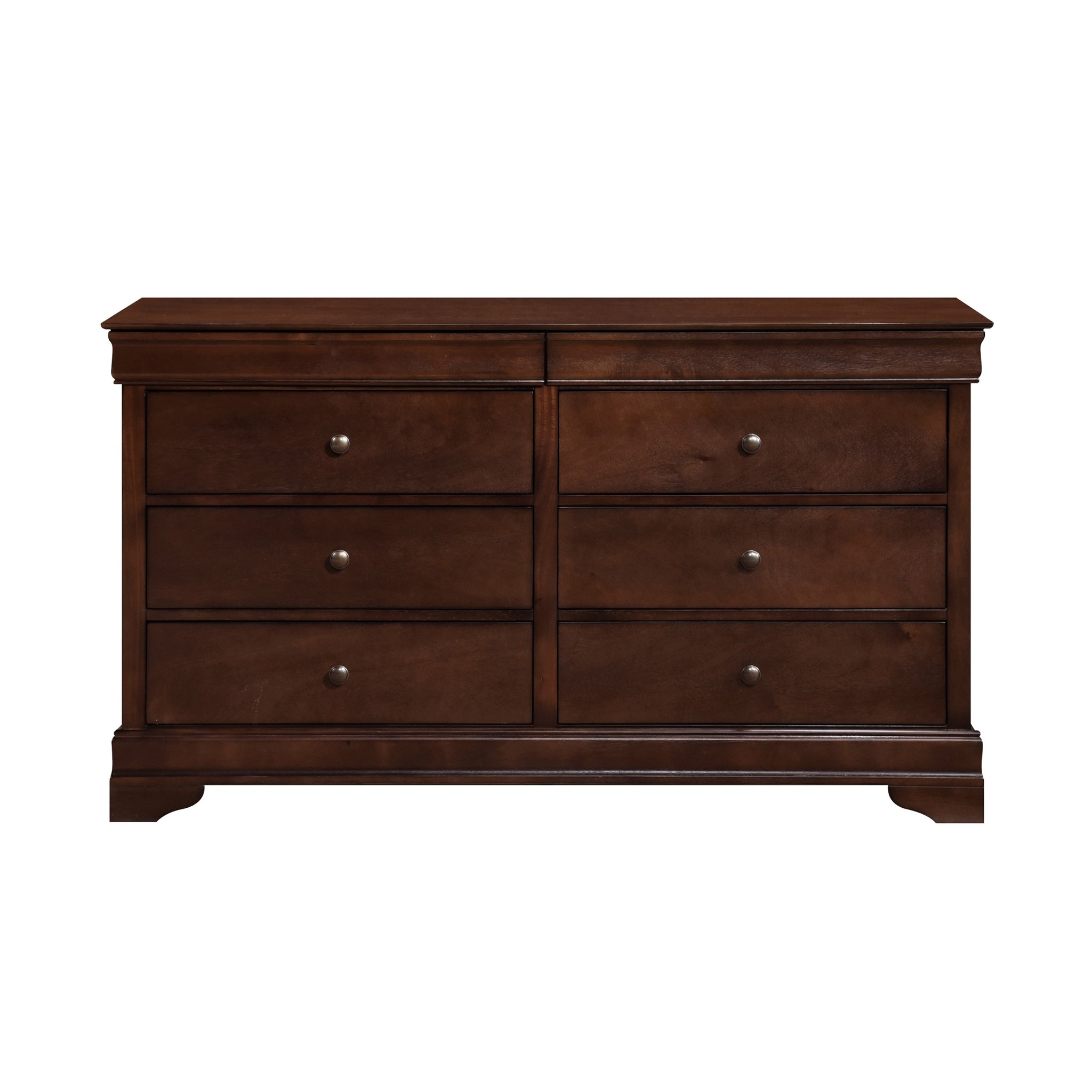 Brown Cherry Finish Louis Phillipe Style Bedroom Furniture 1Pc Dresser Of 6X Drawers Hidden Drawers Wooden Furniture Brown Mix 5 Drawers & Above Bedroom Traditional Wood