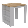 Elkins 3 Drawer Kitchen Island White And Pine White Particle Board