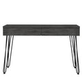 Canton 2 Drawer Writing Desk With Hairpin Legs Smokey Oak Gray Particle Board