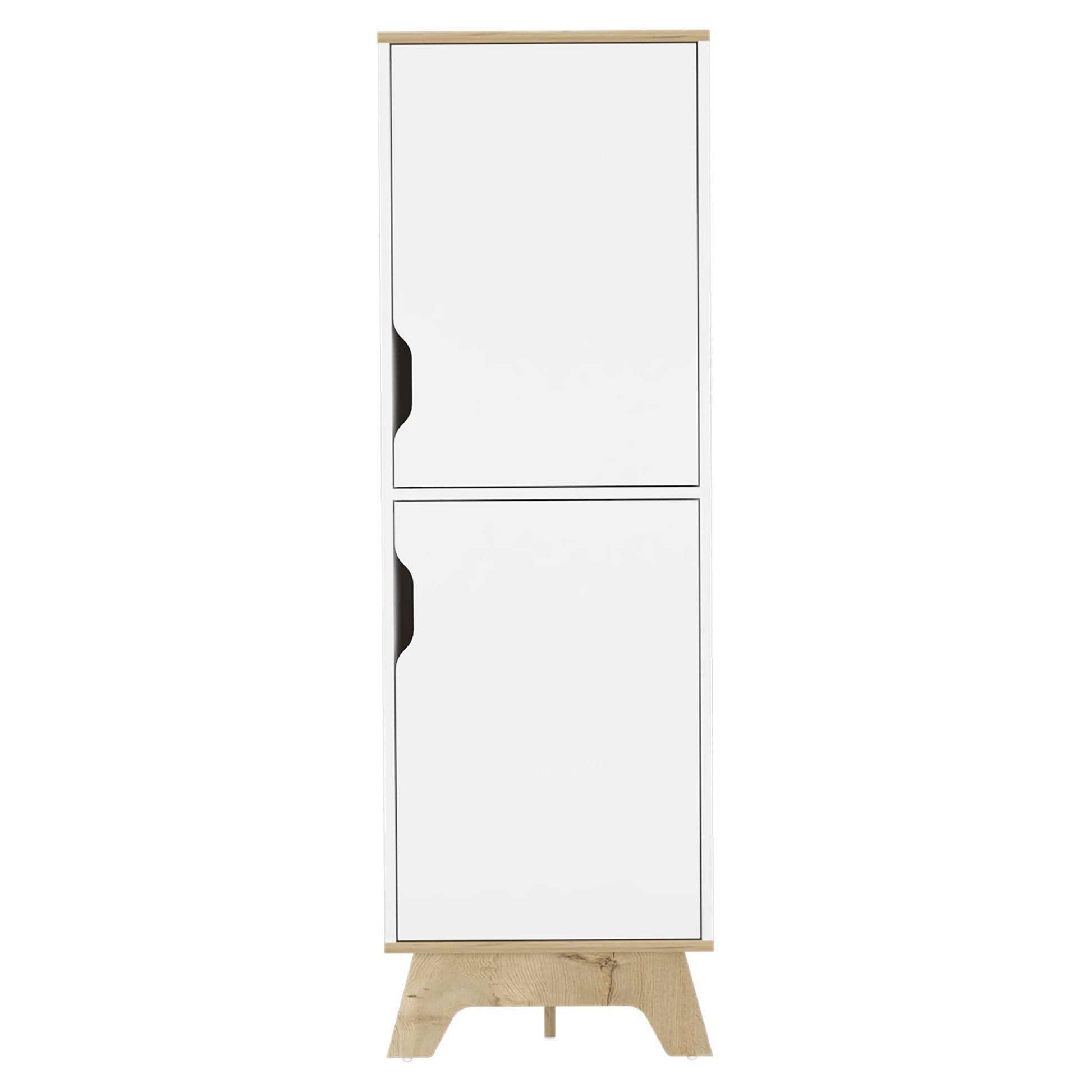 Rutherford 2 Door Pantry Cabinet Light Oak And White White Particle Board