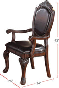 Gorgeous Formal Set Of 2 Arm Chairs Brown Color Rubberwood Dining Room Furniture Faux Leather Upholstered Seat Brown Brown Dining Room Luxury,Traditional Arm Chair Rubberwood Solid Back Rubber Wood