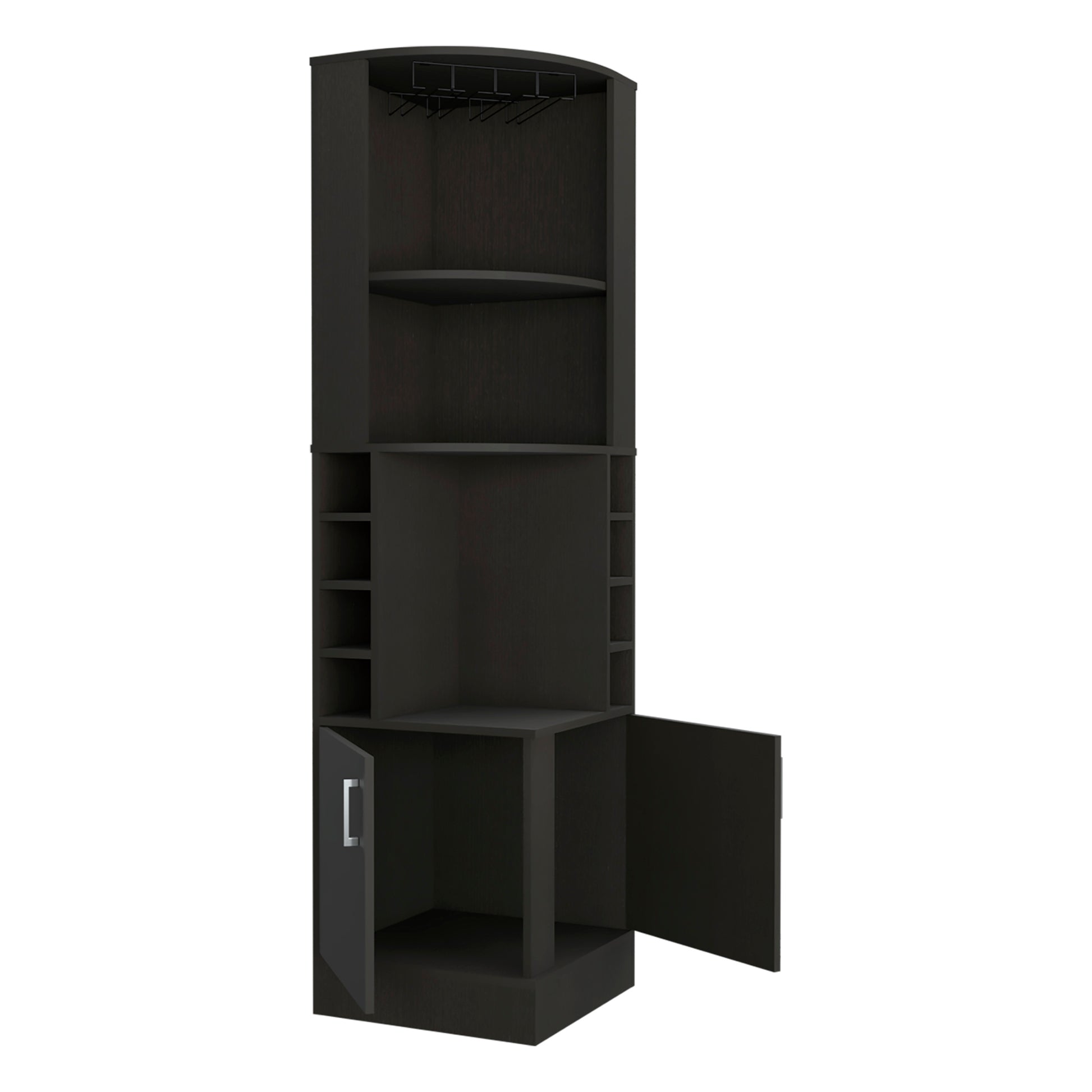 Jamesport 4 Bottle 2 Shelf Bar Cabinet Black Wengue Black Particle Board