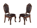 Classic Formal Dining Room Table And 4X Side Chairs Brown 5Pc Set Dining Table Pedestal Base Antique Round Table Faux Leather Upholstered Chair Brown Wood Dining Room Solid Wood Rubberwood Round Dining Table With Chair Wood Wood Brown Solid Back Seats 4