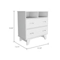 Aaron 2 Drawer 2 Shelf Dresser White White Particle Board