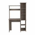 Light Grey 6 Shelf Writing Desk With Built In Bookcase Light Gray Particle Board