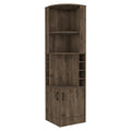 Dark Brown 8 Bottle 2 Shelf Bar Cabinet Freestanding 5 Or More Shelves Brown Primary Living Space Shelves Included Particle Board