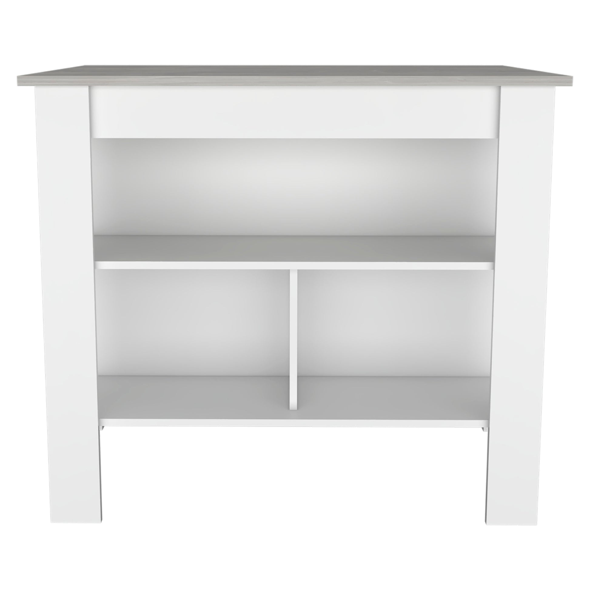 Rockaway 3 Shelf Kitchen Island White And Ibiza Marble White Particle Board