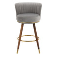 Coolmore Counter Height Bar Stools Set Of 2 For Kitchen Counter Solid Wood Legs With A Fixed Height Of 360 Degrees Gray Solid Wood