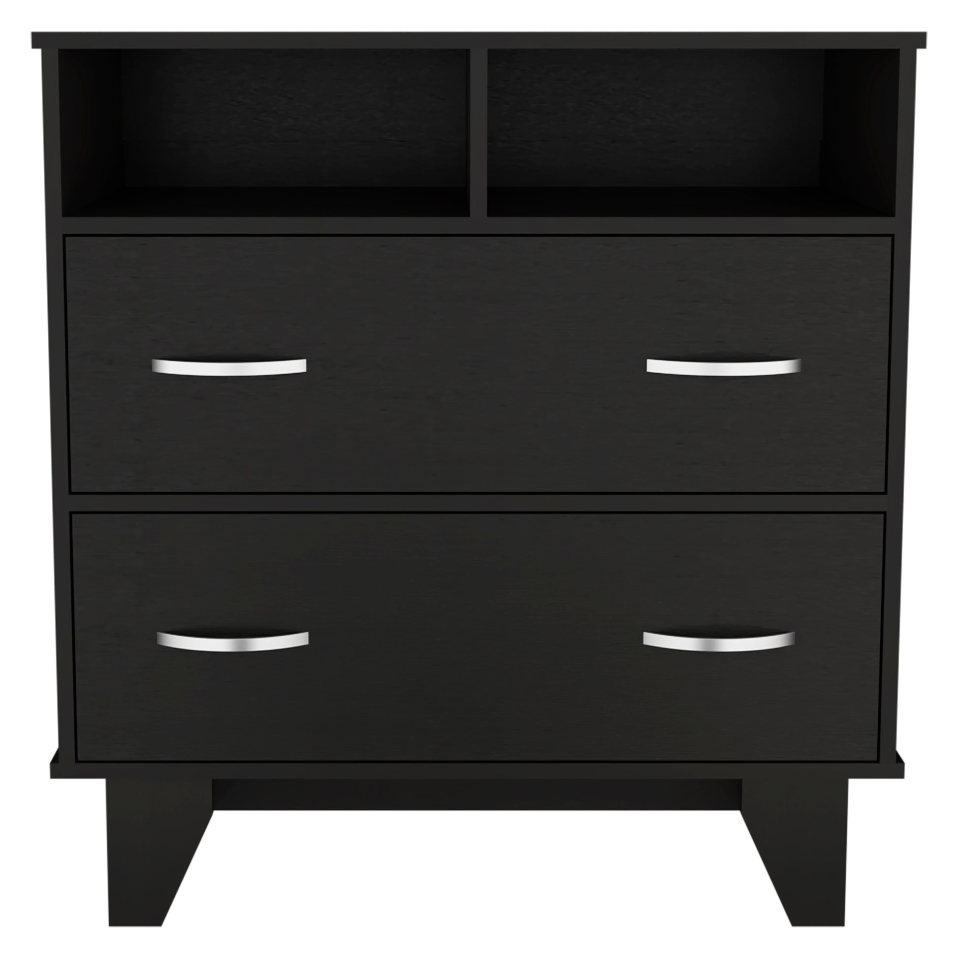 Aaron 2 Drawer 2 Shelf Dresser Black Wengue Black Particle Board