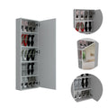 Montauk 5 Shelf Wall Mounted Shoe Cabinet With Mirror Door Light Grey Light Gray Particle Board