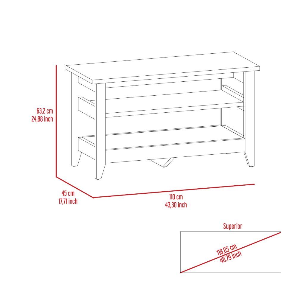 Light Oak 2 Shelf Rectangle Storage Bench Light Oak Particle Board