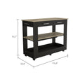 Rockaway 2 Drawer 2 Shelf Kitchen Island Black Wengue And Light Oak Black Particle Board