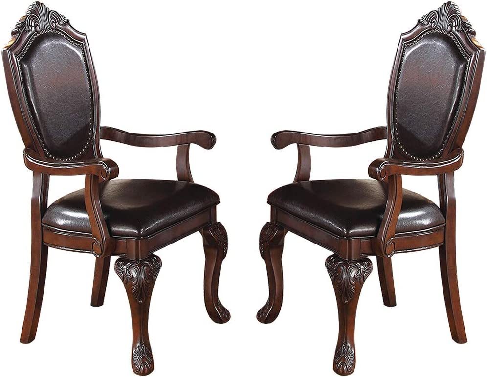Formal Dining Room Table W Leaf 2X Arm Chairs And 6X Side Chairs Brown 9Pc Set Dining Table Double Pedestal Base Royal Rectangle Table Brown Wood Dining Room Solid Wood Rubberwood Rectangular Dining Table With Chair Wood Wood Brown Seats 8