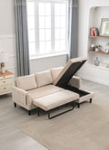 United We Win Sectional Sofa Reversible Sectional Sleeper Sectional Sofa With Storage Chaise Beige Polyester