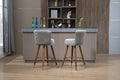 Coolmore Counter Height Bar Stools Set Of 2 For Kitchen Counter Solid Wood Legs With A Fixed Height Of 360 Degrees Gray Solid Wood
