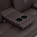 Video Brown Leather Multifunctional Double Folding Sofa Bed For Office With Coffee Table Brown Foam Pvc 2 Seat