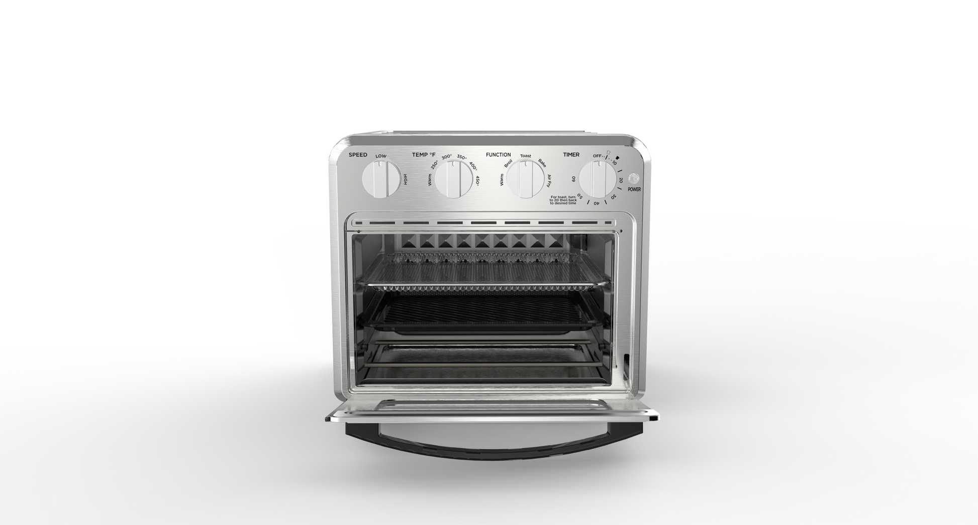 Geek Chef Air Fryer Toaster Oven Combo, 4 Slice Toaster Convection Oven Warm, Broil, Toast, Bake, Oil Free, Accessories Included, Stainless Steel, Silver 16Qt Air Fryer Oven Ban On , Temu Silver Stainless Steel