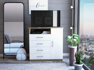 Baylon 4 Drawer 1 Shelf Dresser White White Particle Board