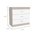 Bethage 3 Drawer Dresser White White Particle Board