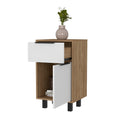 White And Pine 1 Drawer Nightstand White Particle Board