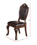 Classic Formal Dining Room Table And 4X Side Chairs Brown 5Pc Set Dining Table Pedestal Base Antique Round Table Faux Leather Upholstered Chair Brown Wood Dining Room Solid Wood Rubberwood Round Dining Table With Chair Wood Wood Brown Solid Back Seats 4