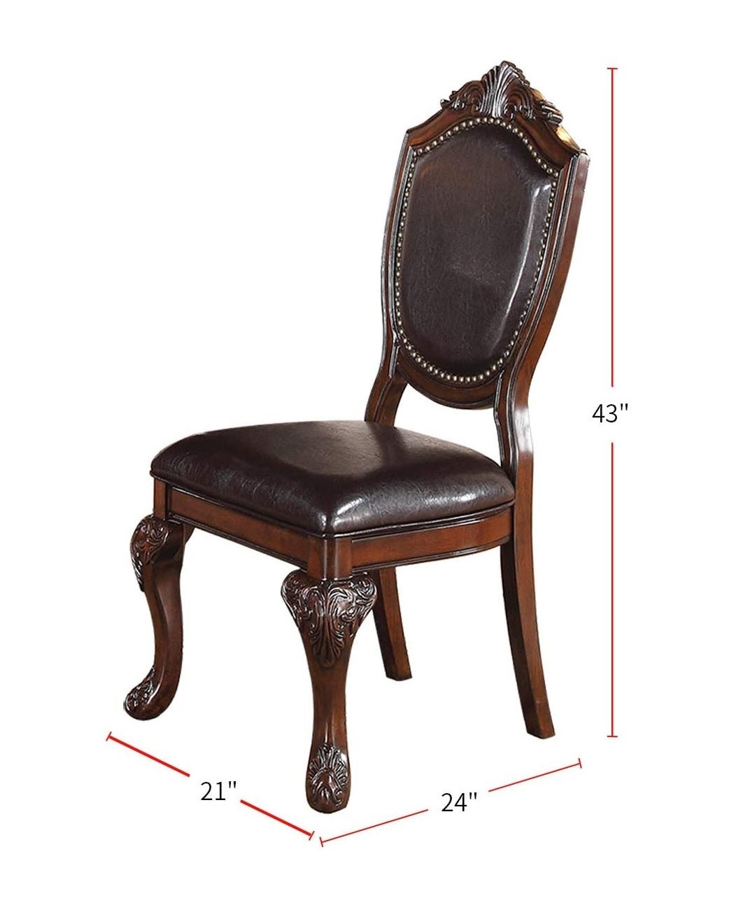 Classic Formal Dining Room Table And 4X Side Chairs Brown 5Pc Set Dining Table Pedestal Base Antique Round Table Faux Leather Upholstered Chair Brown Wood Dining Room Solid Wood Rubberwood Round Dining Table With Chair Wood Wood Brown Solid Back Seats 4