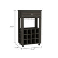 Espresso 1 Drawer 12 Bottle Wine Cabinet Carbon Brown Particle Board