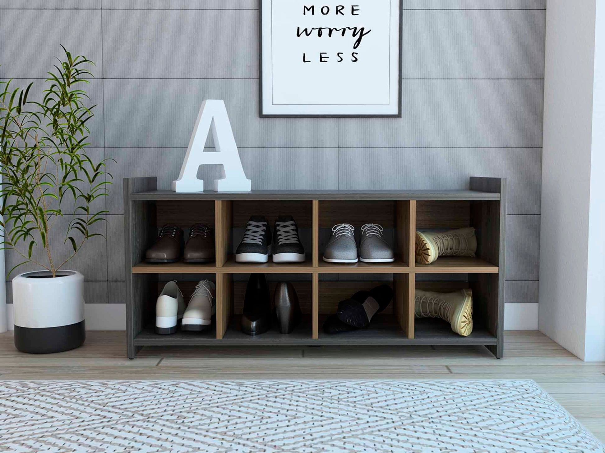 Rafael 8 Compartment Rectangle Entryway Shoe Rack Carbon Espresso Brown Particle Board