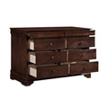 Brown Cherry Finish Louis Phillipe Style Bedroom Furniture 1Pc Dresser Of 6X Drawers Hidden Drawers Wooden Furniture Brown Mix 5 Drawers & Above Bedroom Traditional Wood