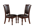 Majestic Classic Formal Dining Room Table And 4X Side Chairs Brown 5Pc Set Dining Table Pedestal Base Round Table Faux Leather Brown Brown Dining Room Luxury,Traditional Rubberwood Rubber Wood