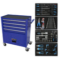 4 Drawers Tool Cabinet With Tool Sets Blue Red Steel