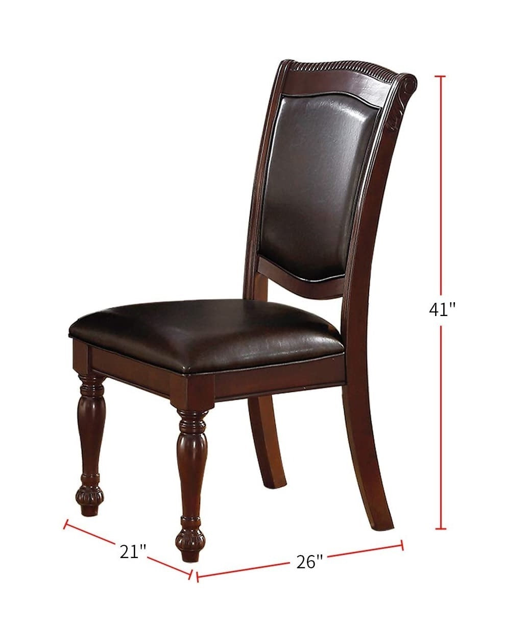 Gorgeous Formal Set Of 2 Side Chairs Brown Color Rubberwood Dining Room Furniture Faux Leather Upholstered Seat Brown Brown Dining Room Luxury,Traditional Dining Chairs Rubberwood Solid Back Rubber Wood