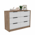 Longhill 6 Drawer Rectangle Dresser Pine And White White Particle Board