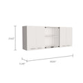 Shelton 59 Inch Two Center Glass Doors Wall Cabinet White White Particle Board