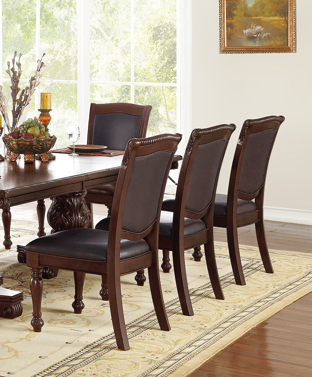 Majestic Royal Dining Room Table W Leaf 2X Arm Chairs And 6X Side Chairs Brown 9Pc Set Rubberwood Dining Table Double Pedestal Base Rectangle Table Brown Wood Dining Room Solid Wood Rubberwood Rectangular Dining Table With Chair Upholstered Chair Wood