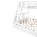 Twin Over Full Bunk Bed With Drawers Ladder And Storage Staircase, White White Solid Wood Mdf