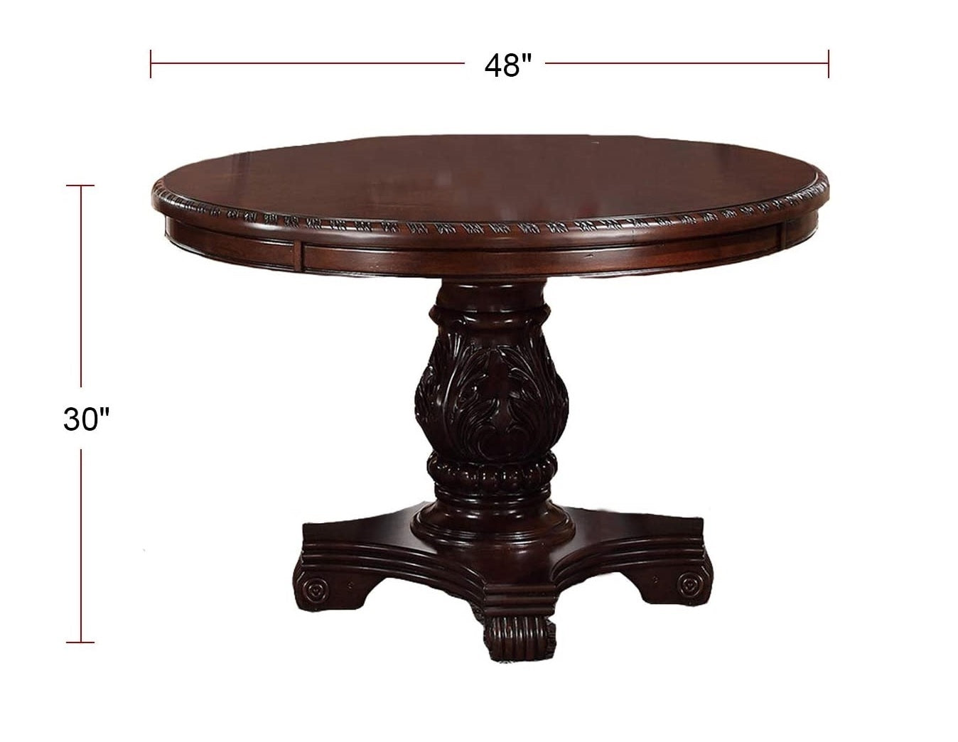 Majestic Classic Formal Dining Room Table And 4X Side Chairs Brown 5Pc Set Dining Table Pedestal Base Round Table Faux Leather Brown Brown Dining Room Luxury,Traditional Rubberwood Rubber Wood