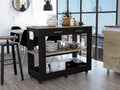 Rockaway 2 Drawer 2 Shelf Kitchen Island Black Wengue And Light Oak Black Particle Board