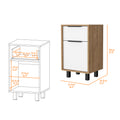 White And Pine 1 Drawer Nightstand White Particle Board